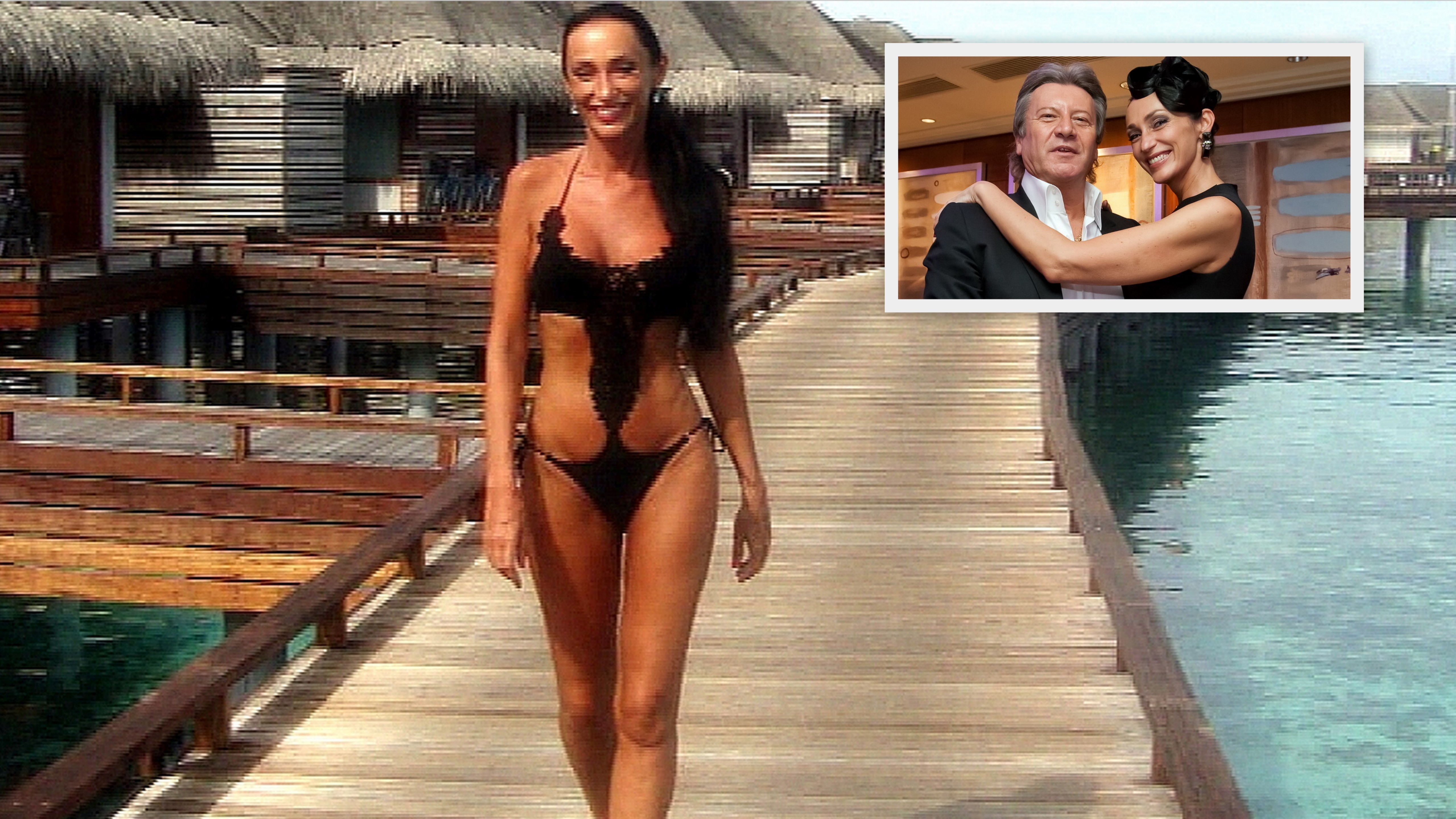 Sisa Sklovská_speváčka_bikini_pláž_Maledivy_koláž